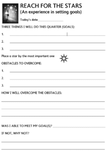 Goal setting form for motivating students