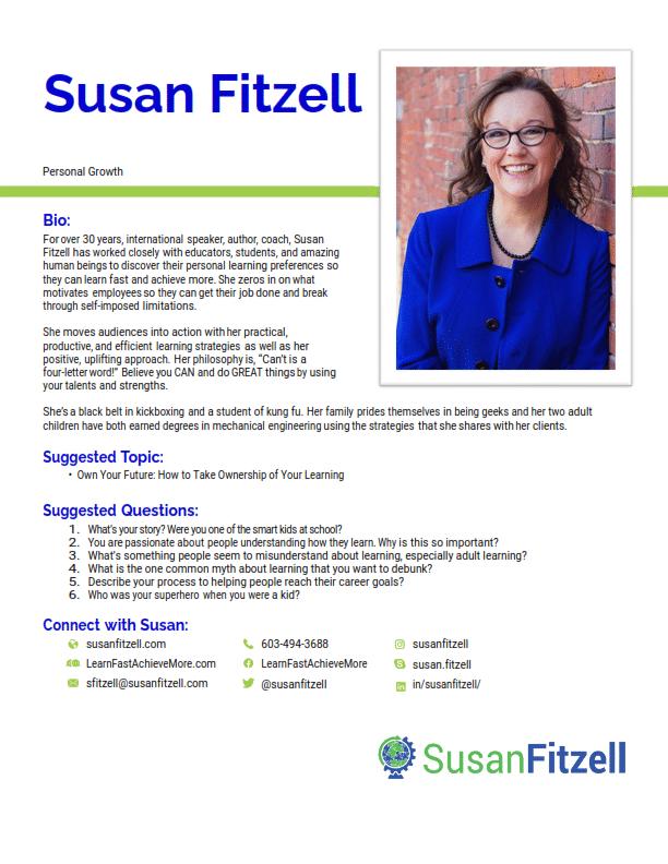 Susan Fitzell top personal growth speaker