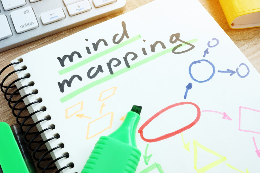 Note with Mind Mapping on a desk.