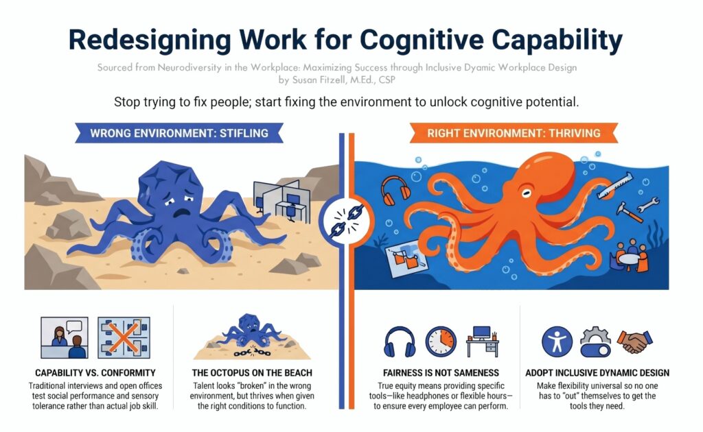 return-to-office neurodivergent employees with top neurodiversity speaker Susan Fitzell, M.Ed., CSP